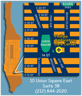 Map of Manhattan and BIMC-Philips Ambulatory Care Center