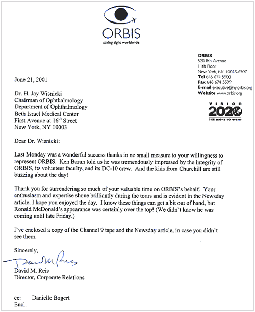 Letter from ORBIS Letter from ORBIS