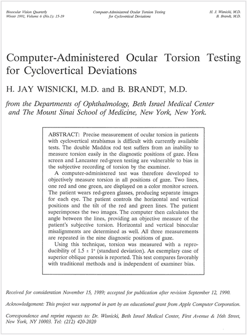 Computer Administered Ocular Torsion Testing for Cyclovertical Deviations