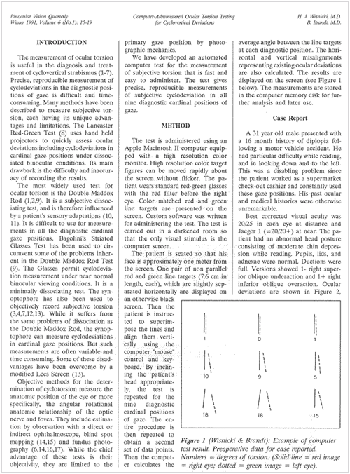 Computer Administered Ocular Torsion Testing for Cyclovertical Deviations